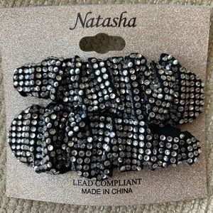 Natasha NEW Ruched Rhinestone Snap Hair Clips, Set of 2
